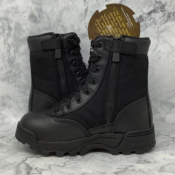 Original S.W.A.T Men 4 Black Leather Classic 9" Safety Work Boot Side Zip P23-31 - Picture 4 of 9